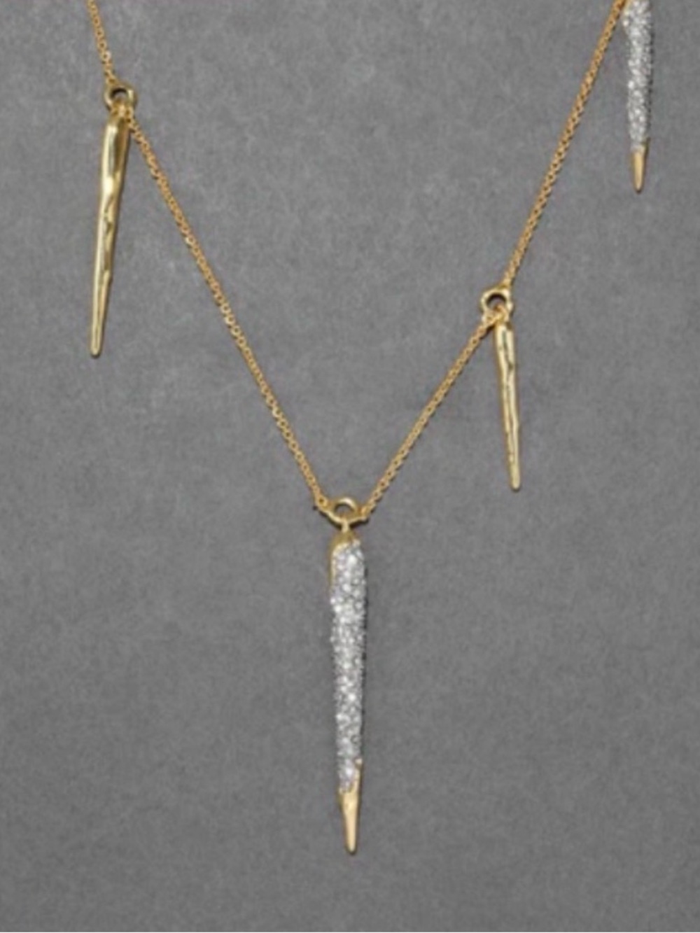 NEW Alexis Bittar Solanales Crystal Station Spear Necklace Gold C Z AU16